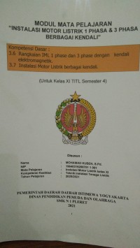 Image of Modul; Instalasi Motor Listrik 1 Phasa dan 3 Phasa Berbagai Kendali