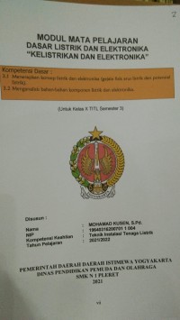 Image of MODUL: Mata Pelajaran Dasar Listrik dan Elektronika 